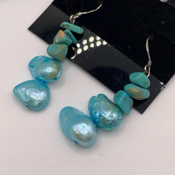 Vintage turquoise stretch bracelet with matching earrings - Picture 5 of 6